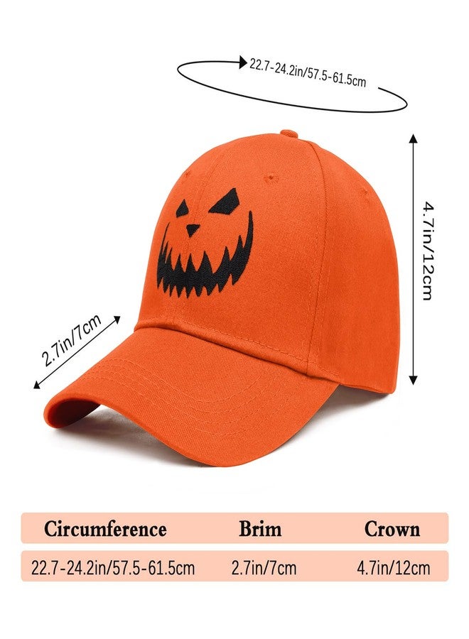 singwe Halloween Hat Pumpkin Hat Horror Baseball Cap Scary Pumpkin Face Funny Hats Orange for Men Women Embroidered Dad Hat - Image 4